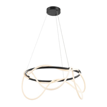 Lisette 25" Contemporary Minimalist 360 Adjustable Silicone Neon Rope Dimmable Integrated LED Chandelier - JONATHAN Y